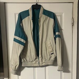 Vintage Members Only Teal and Cream Bomber Jacket